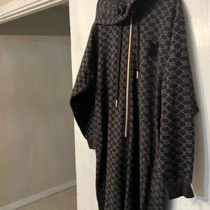 Savage X Fenty Black Monogram Forever Savage Hooded Jumpsuit-Size Medium